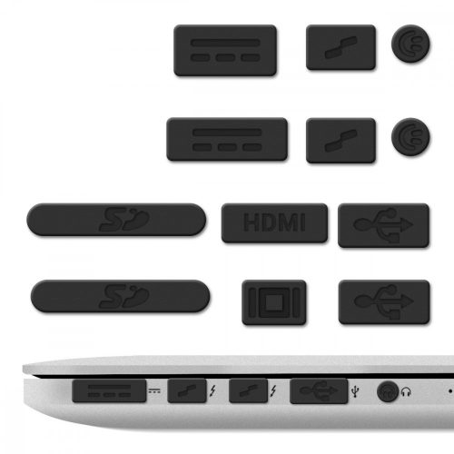 Sada zástrček proti prachu pro Apple MacBook Pro 13"/MacBook Pro 15"/MacBook Retina, Kwmobile, černá, plast, 24622.01