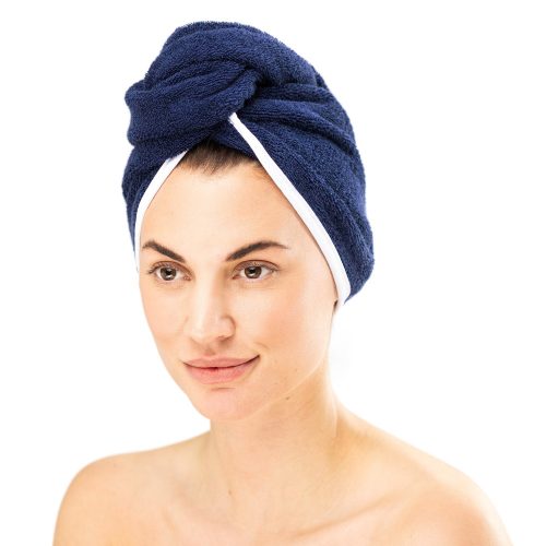 Homelevel Unisex turban do vlasů, univerzální, modrý, z organické bavlny, 54863.17.01