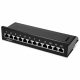 Patch Panel Cat6 s 12 porty RJ45 a montáží na stěnu, Kwmobile, Black, Metal, 44493.02