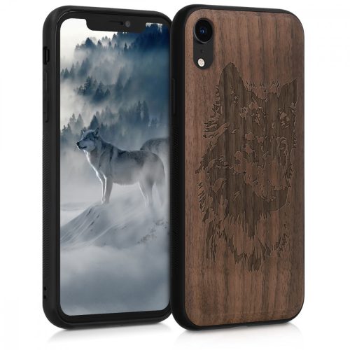 Pouzdro pro Apple iPhone XR, dřevo, hnědé, 46748.04