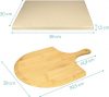 Set Piatra pizza 30x38cm si lopata pizza din bambus, Bej, Navaris, 48593.01