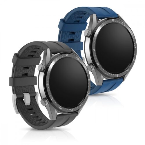 Sada 2 řemínků pro Huawei Watch GT (46mm), kwmobile, silikon, modrá / šedá, 49589.01