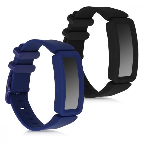 Sada 2 popruhů pro Fitbit Ace 2, Kwmobile, černá/modrá, silikon, 50102.01