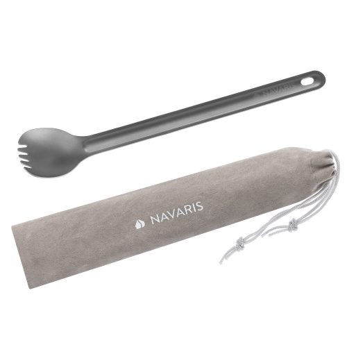 Titanový spork s dlouhou rukojetí pro kempování Navaris, 21,5 cm, 52986.01