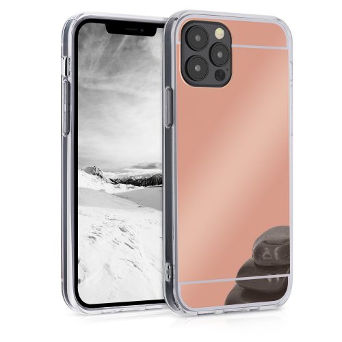 Pouzdro pro iPhone 12 / iPhone 12 Pro, silikon, růžové zlato, 55688.41