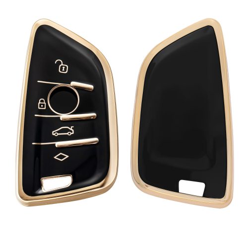 Kryt na klíče od auta pro BMW - 3 tlačítka - Smart Key, kwmobile, Silicon, Black / Gold, 56001.01