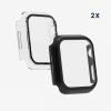 Sada 2 pouzder pro Apple Watch 7 (41mm), kwmobile, Bezpečnostní sklo, Černá / Transparent, 56540.01