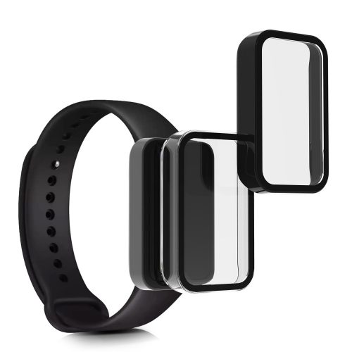 Sada 2 ks ochranných fólií pro Xiaomi Redmi Smart Band Pro, Kwmobile, černá/průhledná, bezpečnostní sklo, 57424.01