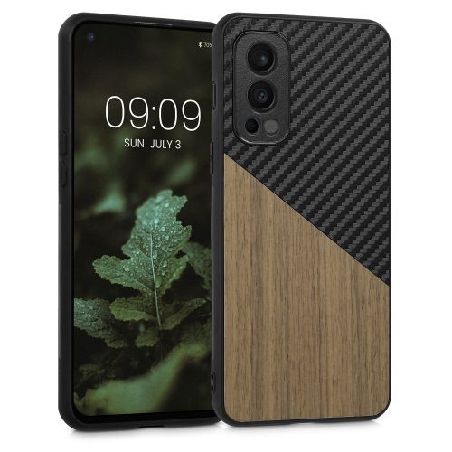 Pouzdro Kwmobile pro OnePlus Nord 2 5G, dřevo, hnědo-černé, 57498.01