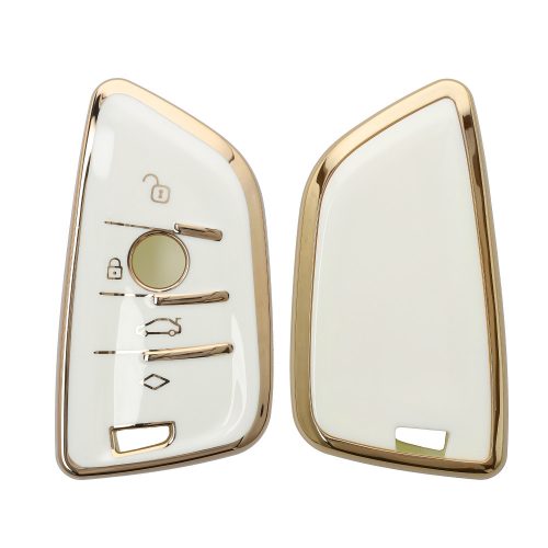 Pouzdro na klíče od auta pro BMW 3 Buttons - Smart Key, Kwmobile, Bílá/Zlatá, Silikon, 56001.02