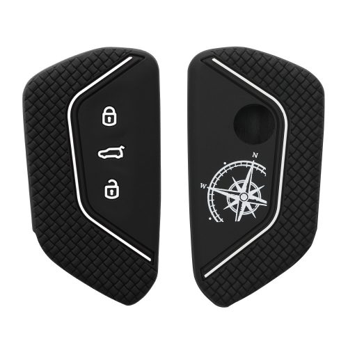 Kryt na klíče od auta pro VW 3 Buttons, Kwmobile, Black/White, Silikon, 52651.10