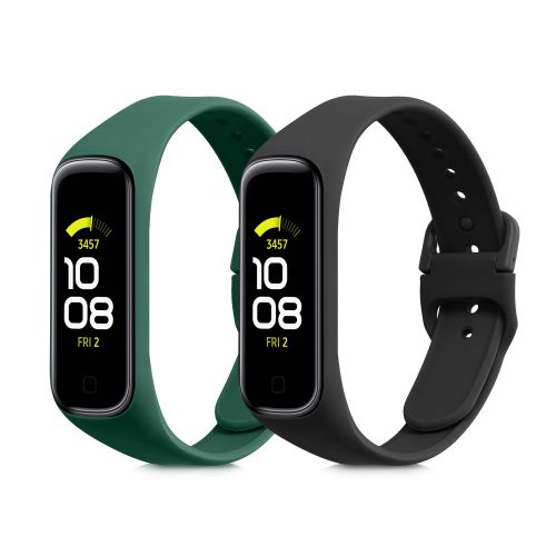 Sada 2 popruhů pro Samsung Galaxy Fit 2, Kwmobile, černá/zelená, silikonová, 53962.05