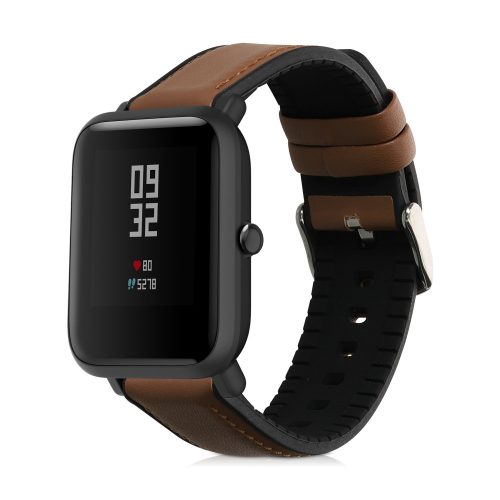 Řemínek pro Huami Amazfit Bip S/Amazfit Bip S Lite, Kwmobile, hnědá/černá, přírodní kůže, 58179.05