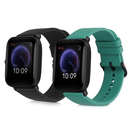 Sada 2 popruhů pro Huami Amazfit Bip U/Amazfit Bip U Pro, Kwmobile, Black/Green, Silicone, 57434.04