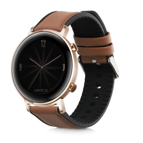 Řemínek pro Huawei Watch 2/Watch GT2 (42mm)/Honor Magic Watch 2 (42mm), Kwmobile, hnědá/černá, přírodní kůže, 58464.05