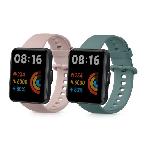 Sada 2 řemínků pro Xiaomi Redmi Watch 2/Redmi Watch 2 Lite, Kwmobile, Green/Pink, Silicone, 56911.04