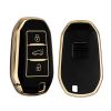 Kryt na klíče od auta pro Peugeot/Citroen 3 Buttons - Smart Key, Kwmobile, Black/Gold, Silikon, 58603.01