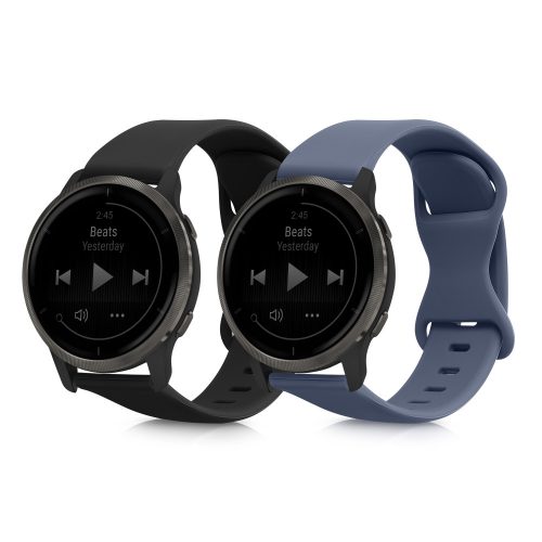 Sada 2 řemínků pro Garmin Venu Sq/Venu 2 Plus/Vivomove Sport, Kwmobile, Black/Blue, Silicone, 58746.01