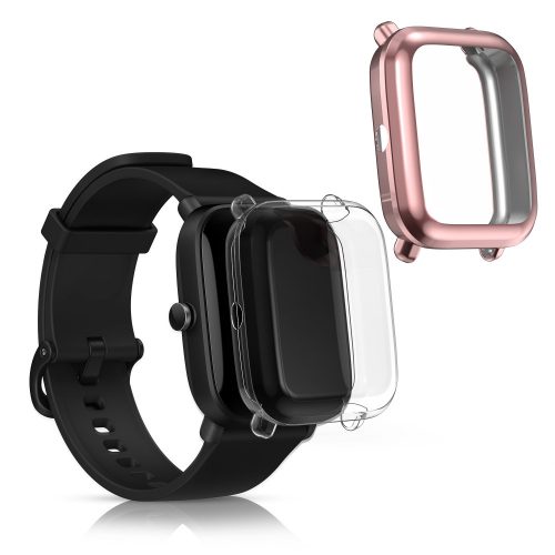 Sada 2 pouzder pro Huami Amazfit A1608/Amazfit Bip U/Amazfit U pro, Kwmobile, Transparent/Pink, Silikon, 57435.03