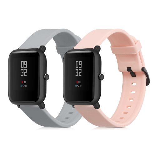 Sada 2 popruhů pro Huami Amazfit Bip S/Amazfit Bip S Lite, Kwmobile, růžová/šedá, silikon, 53859.09