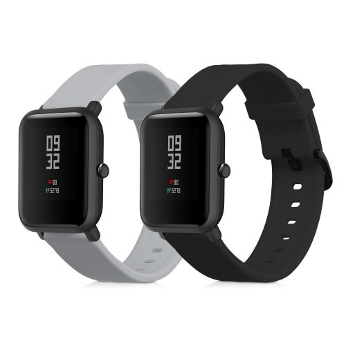 Sada 2 popruhů pro Huami Amazfit Bip S/Amazfit Bip S Lite, Kwmobile, Black/Grey, Silicone, 53859.08