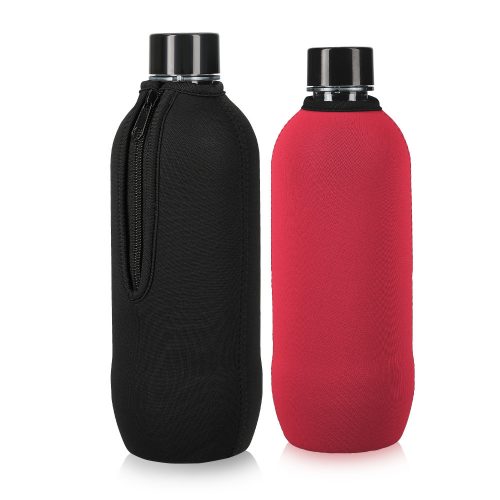 Sada 2 krytů Cooler Jacket na láhve SodaStream, Kwmobile, Black/Red, Neoprene, 58832.01