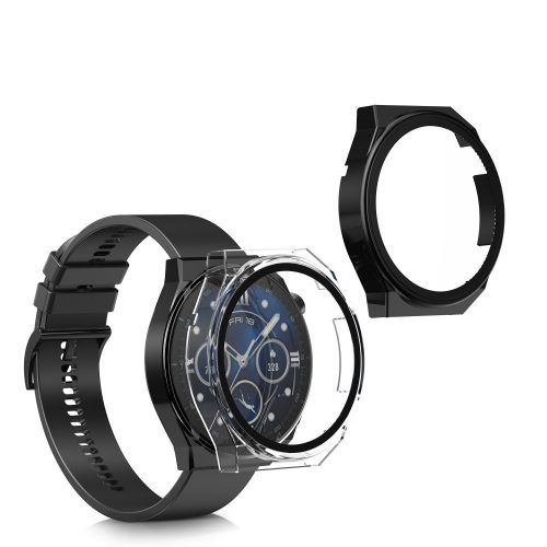 Sada 2 pouzder pro Huawei Watch GT 3 Pro (46mm), Kwmobile, černá/průhledná, plast, 58882.01