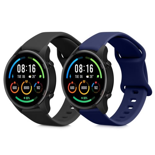 Sada 2 řemínků pro Xiaomi Mi Watch/Mi Watch Color Sport, Kwmobile, Black/Blue, Silicone, 59164.01