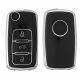 Krytka na klíče od auta pro VW/Skoda/Seat 3 Buttons, Kwmobile, Black/Silver, Silicon, 56008.05