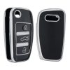 Pouzdro na klíče od auta pro Audi 3 Buttons, Kwmobile, Black/Silver, Silikon, 57050.04