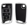 Kryt na klíče od auta pro VW 3 Buttons, Kwmobile, Black/Silver, Silikon, 56006.04