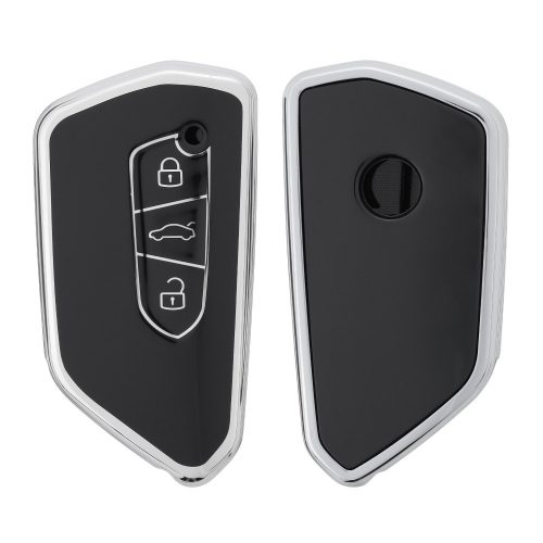 Kryt na klíče od auta pro VW 3 Buttons, Kwmobile, Black/Silver, Silikon, 56005.04