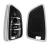 Kryt na klíče od auta pro BMW 3 Buttons - Smart Key, Kwmobile, Black/Silver, Silikon, 56001.05