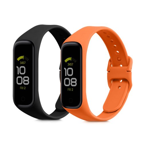 Sada 2 kwmobilních řemínků pro Samsung Galaxy Fit 2, silikon, černá/oranžová, 53962.18