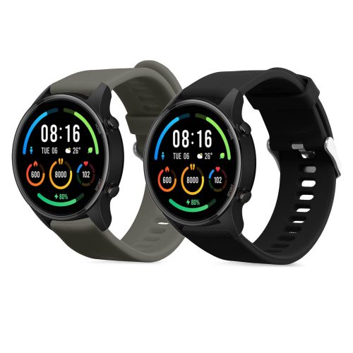 Sada 2 řemínků Kwmobile pro Xiaomi Mi Watch/Mi Watch Color Sport, šedá/černá, silikonová, 58466.05