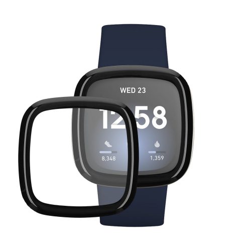 Sada 2 ks ochranných fólií Kwmobile pro Fitbit Versa 3, transparentní/černá, polymer, KWM000024WL001C