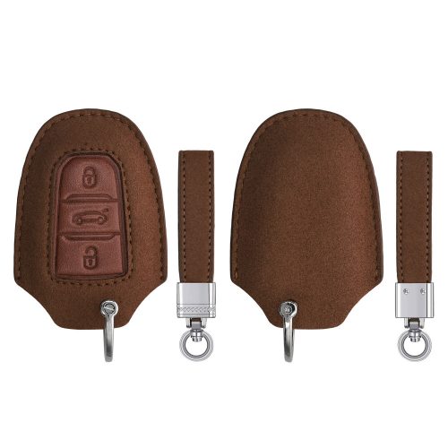 Kryt na klíče od auta Kwmobile pro Peugeot/Citroen 3 Buttons - Smart Key, Hnědá, Ekologická kůže, KWM000024XO001C