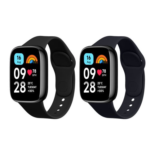 Sada 2 řemínků Kwmobile pro Xiaomi Redmi Watch 3 Active, černá/tmavě modrá, silikon, KWM000024XY001C