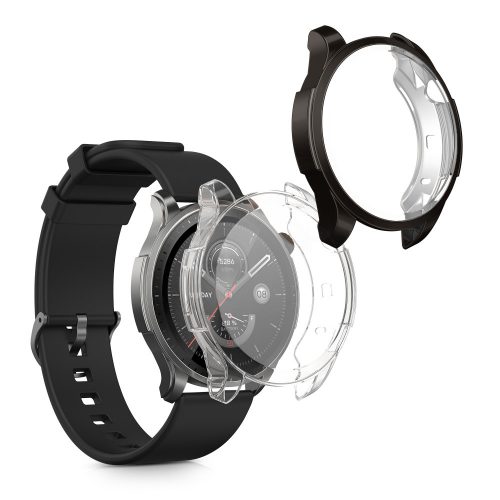 Sada 2 pouzder Kwmobile pro Amazfit GTR 4, černá/průhledná, silikonová, KWM0000188X002C