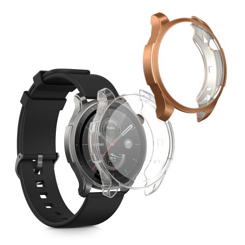 Sada 2 ks pouzder Kwmobile pro Amazfit GTR 4, průhledné/zlaté, silikonové, KWM0000188X003C