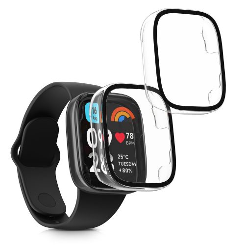 Sada 2 ks pouzder Kwmobile s bezpečnostním sklem pro Xiaomi Redmi Watch 3 Active / Redmi Watch 3 Lite, Transparent, Plast, KWM000024ZD001C