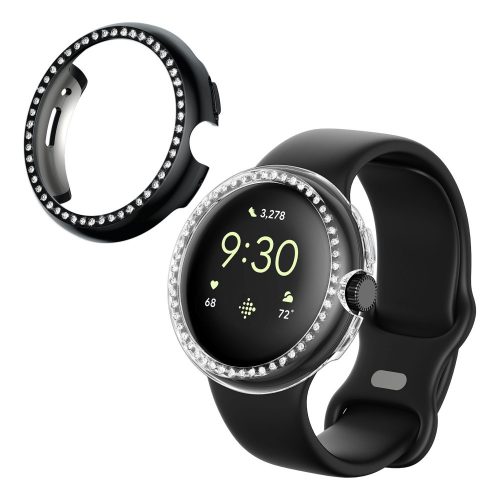 Sada 2 pouzder Kwmobile pro hodinky Google Pixel Watch, průhledná/černá, plast, KWM000024ZK001C