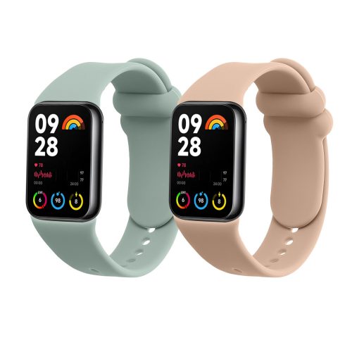 Sada 2 řemínků Kwmobile pro Xiaomi Mi Band 8 Pro, zelená/krémová, silikonová, KWM0000250D003C