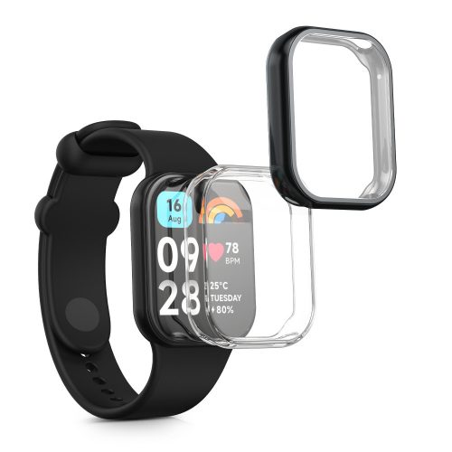 Sada 2 pouzder Kwmobile pro Xiaomi Mi Band 8 Pro, průhledná/černá, silikonová, KWM0000250N002C