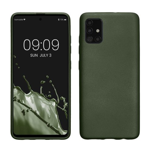 Pouzdro Kwmobile pro Samsung Galaxy A51, tmavě zelené, silikonové, KWM000010ZE017C