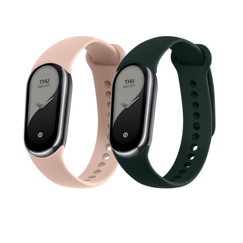 Sada 2 řemínků Kwmobile pro Xiaomi Mi Band 8, tmavě zelená/růžová, silikon, KWM0000194G006C