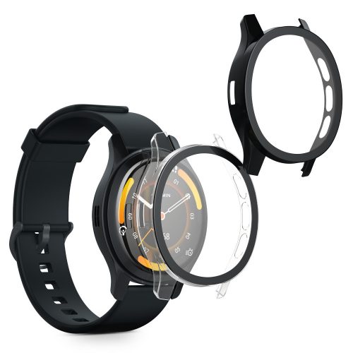 Sada 2 ks krytů Kwmobile s bezpečnostním sklem pro Garmin Venu 3S, Transparent/Black, Plastic, KWM0000251S002C