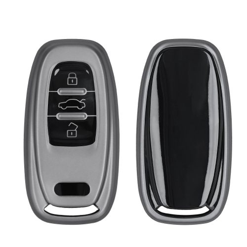 Kryt na klíče od auta Kwmobile pro Audi 3 Buttons - Keyless Go, šedo/černý, silikon, KWM0000252N001C