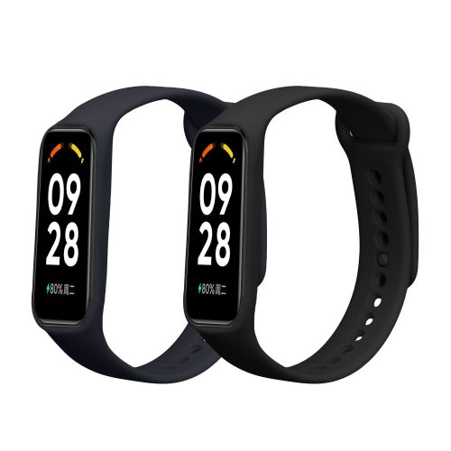 Sada 2 řemínků Kwmobile pro Xiaomi Smart Band 8 Active, černá/tmavě modrá, silikon, KWM0000254C001C