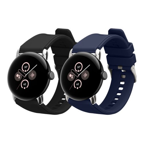 Sada 2 řemínků Kwmobile pro Google Pixel Watch 2/Pixel Watch, černá/tmavě modrá, silikon, KWM0000254I001C